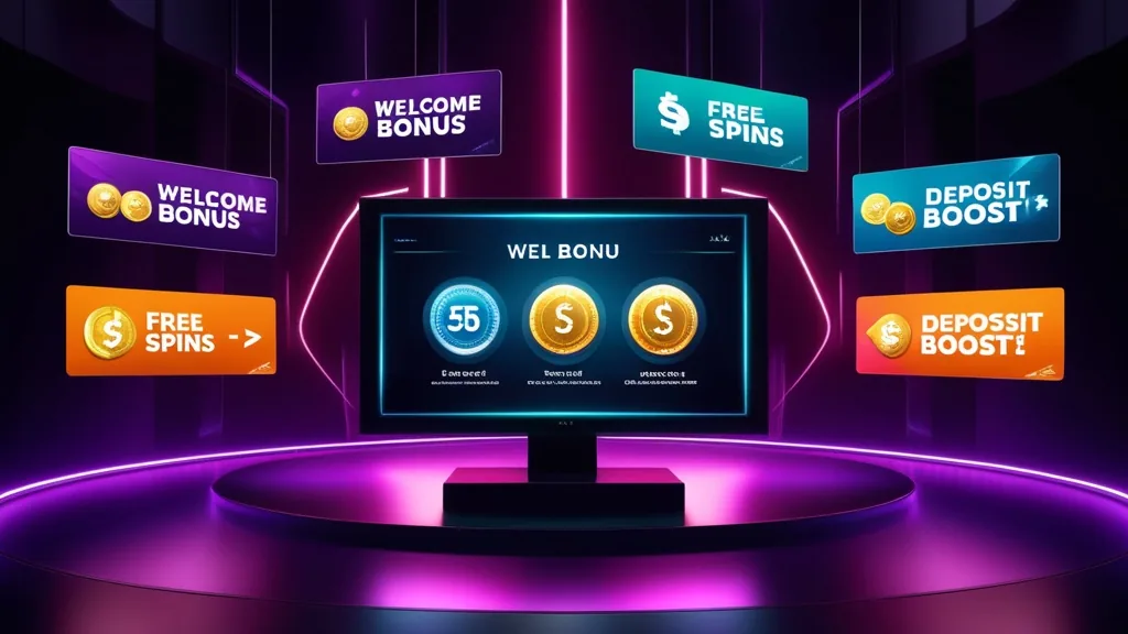 Schede comparative dei bonus del casinò sospese in un ambiente scuro con luci neon