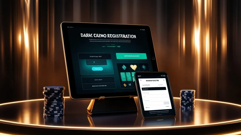 Tablet con modulo di registrazione in stile casinò